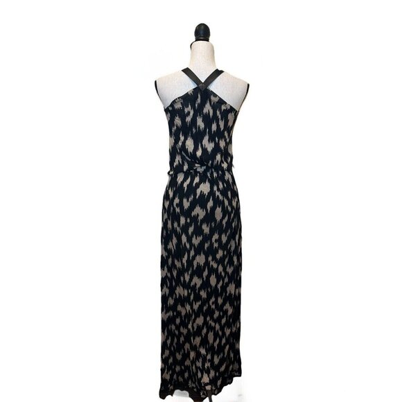 RACHEL Rachel Roy Maxi Dress Women’s XS Cream & Black Print Leather Straps - Picture 2 of 16
